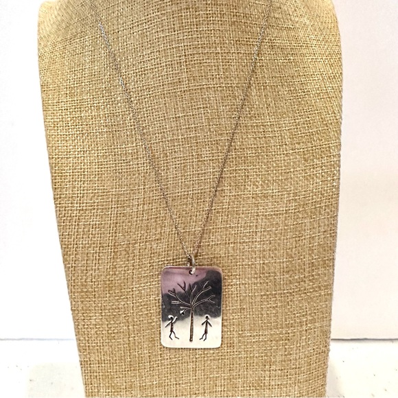 Sterling Silver Adam & Eve Necklace, pendant & chain marked & acid tested .925 - Picture 3 of 13